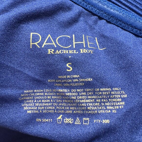 RACHEL Rachel Roy Ribbed One-Shoulder 1-Piece Swimsuit Blue Size Small NWT! - Picture 5 of 7